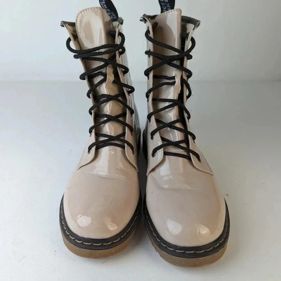 Lady Godiva Vegan Patent Leather Combat Boots - 9 - Picture 8 of 8